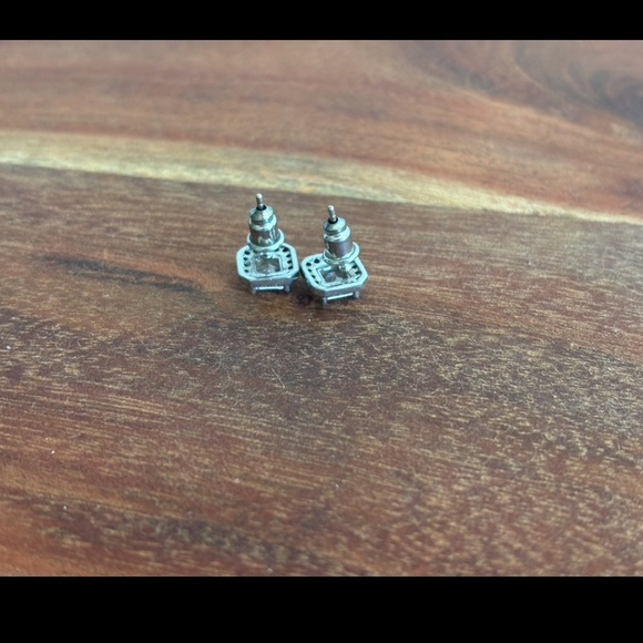 925 Silver Princess Cut CZ Stud Earrings for Women Square Halo Diamond - Picture 5 of 5